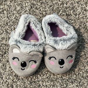Gray Koala Slippers with Pink Accents